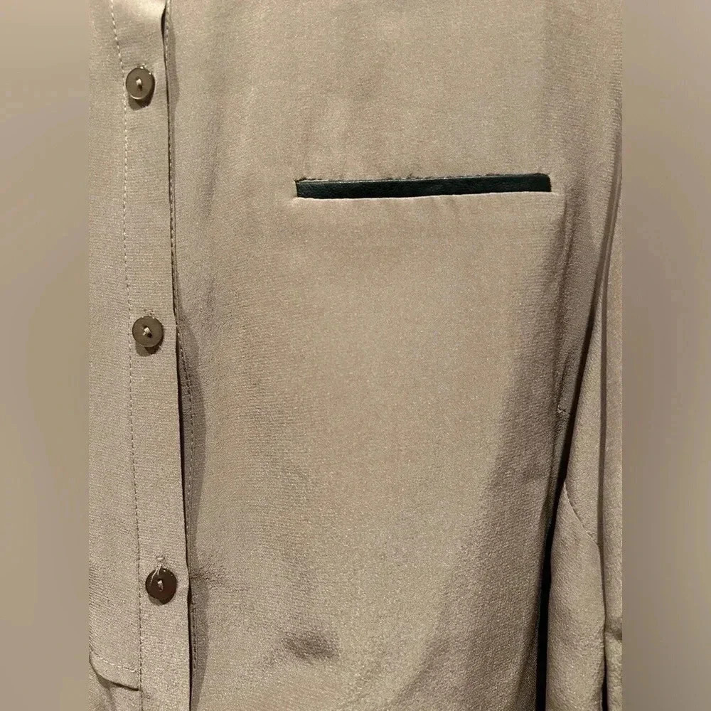 WALTER BAKER Silk and Leather Long Sleeve Blouse / Size XS / - Picture 4 of 9